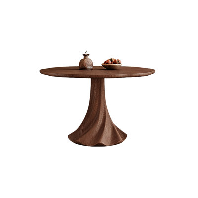 43.31"Vintage Solid Wood Petal-Shaped Dining Table with Skirted Base