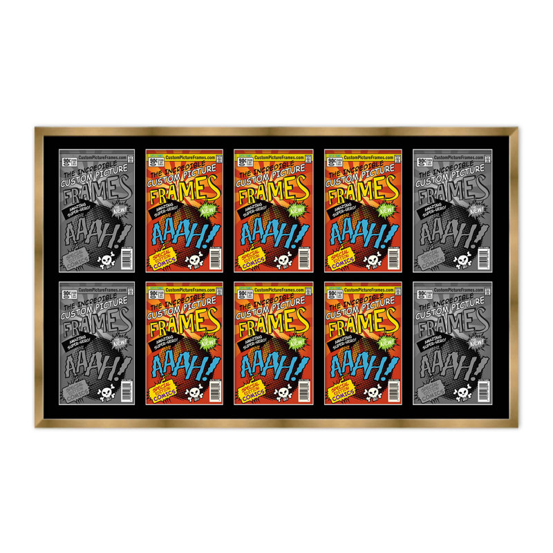 Wood Picture Frame with Mat, 7.125" x 10.5", Gold/Black, 44" x 25.75"