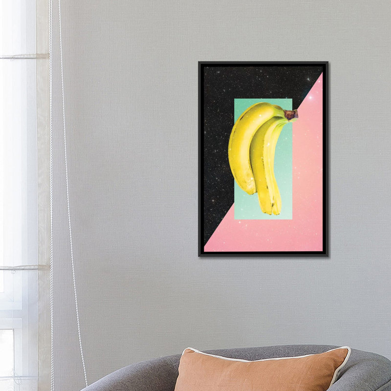 «Eat Banana» par Danny Ivan, impression sur toile tendue, H 26 po x l 18 po x P 1,5 po, Toile avec cadre noir, Pas de tapis