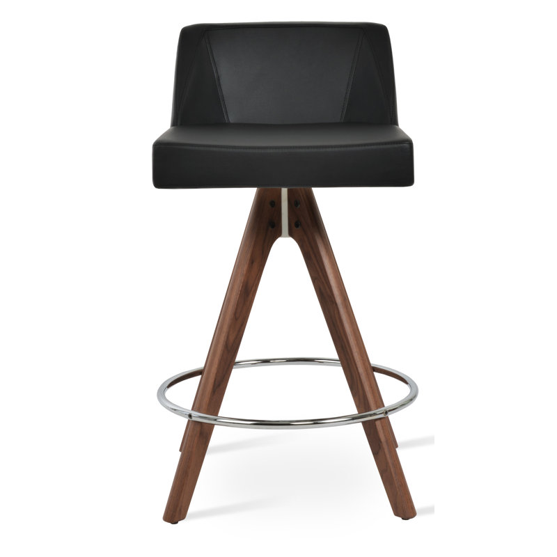 Tabouret pivotant en bois Prisma, Tabouret de bar (siège d'une hauteur de 30,5 po), Noir, Noyer