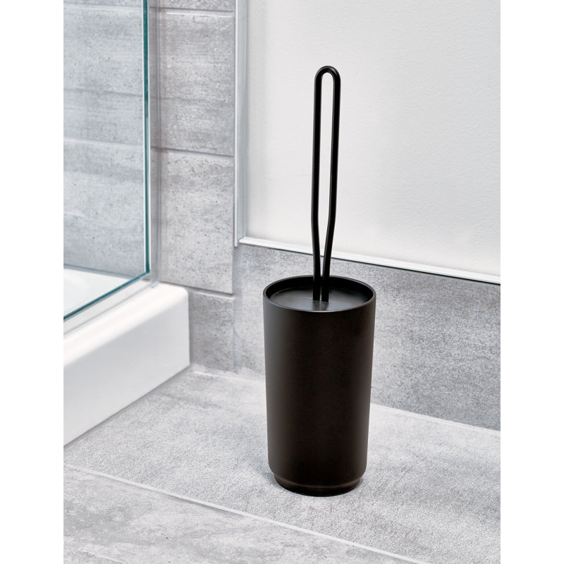 Matte Black Metal Toilet Brush and Holder Set