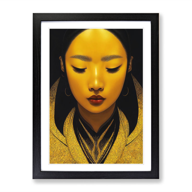 XV1022-60X A Golden Woman No.1 - Single Picture Frame Print, Black, 64cm H x 46cm W