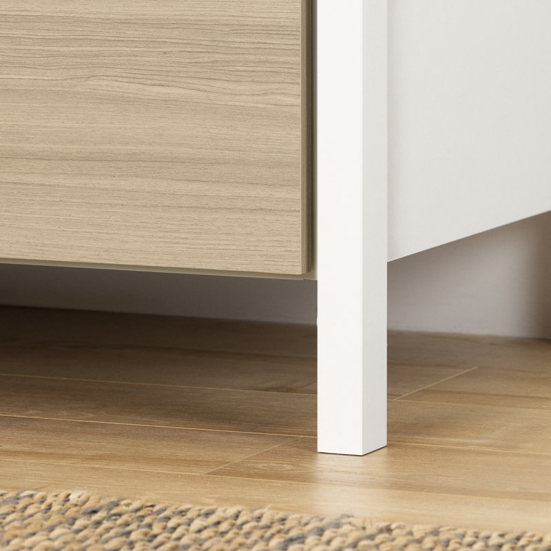 Munich 2-Drawer Nightstand - End Table with Storage Weathered Oak and Matte Black, Soft Elm/White