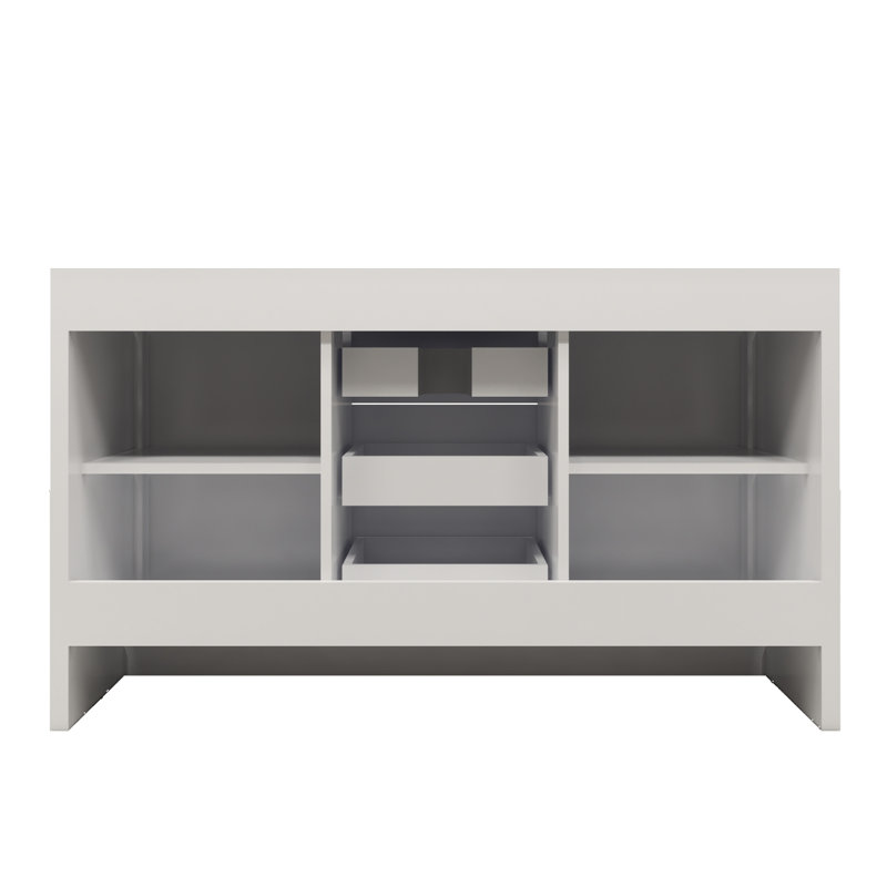 Ensemble de meuble-lavabo simple 60 po Chaumont, Blanc lustré, Chrome