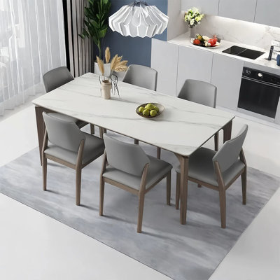 Light luxury rock panel dining table and chair set