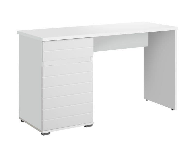 Solstice White Gloss Computer Desk Sleek Home Office Desk With Drawer And Cupboard