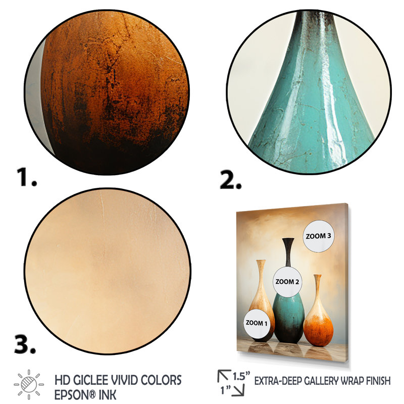 Art contemporain bleu poterie I - Boho Pottery, décoration murale, Cadre flottant noir, H 40 po x l 30 po x P 1,5 po
