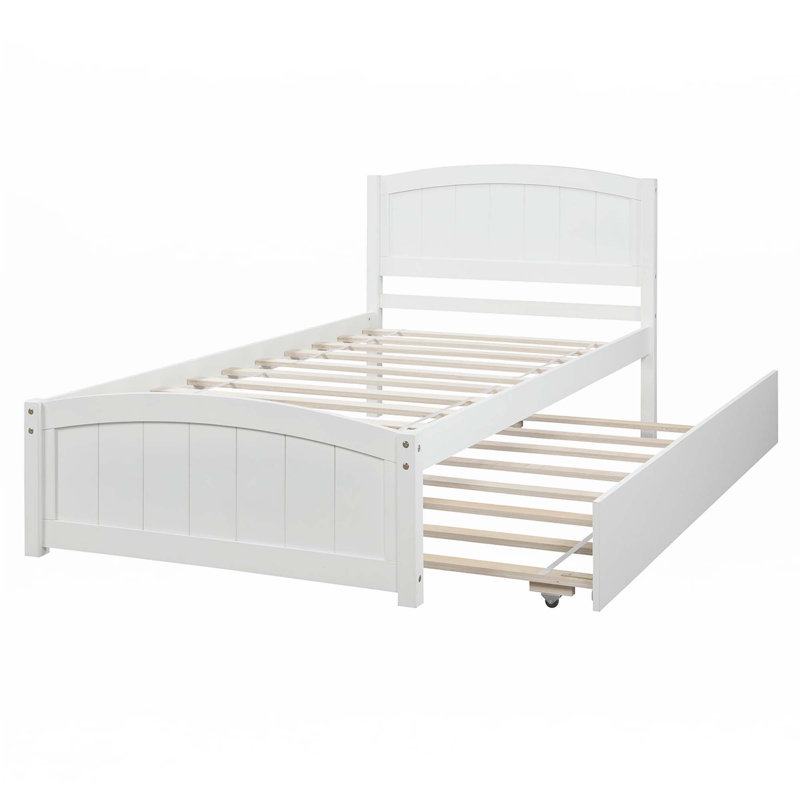Lit plateforme simple avec lit gigogne, Blanc