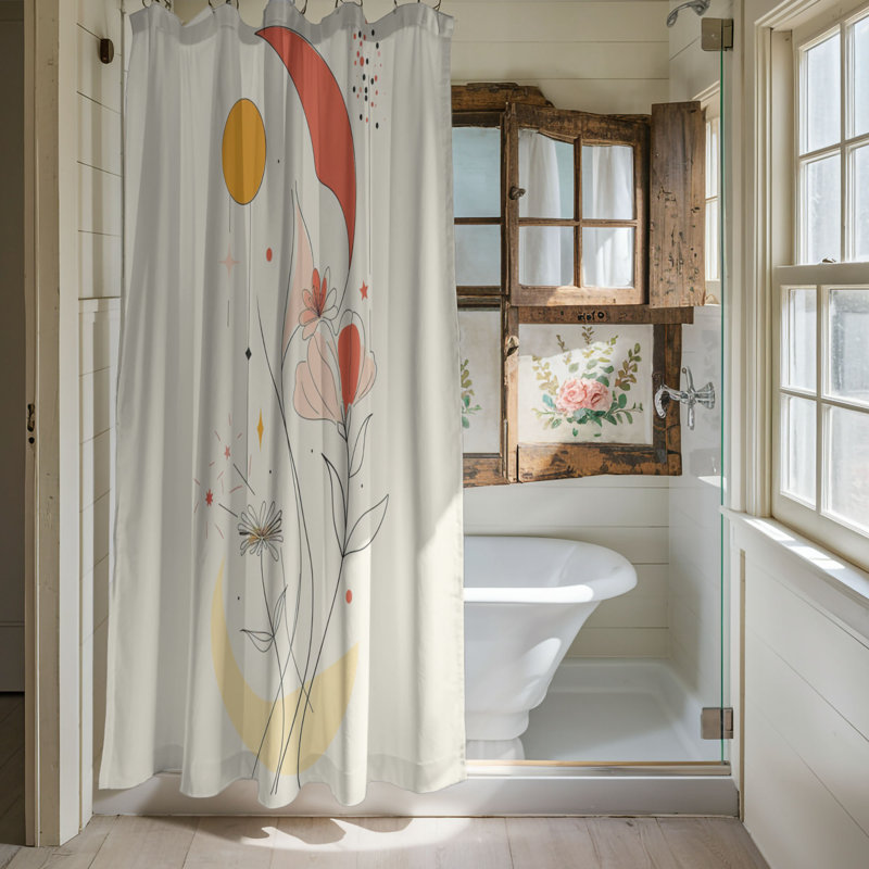 Petal Frames - Rideau de douche standard 1 pièce, H 74 po x l 71 po