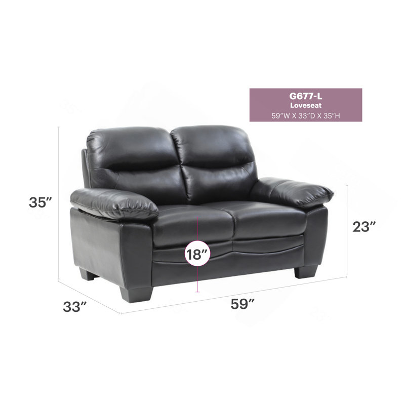 Causeuse Glory Furniture, noir, Noir
