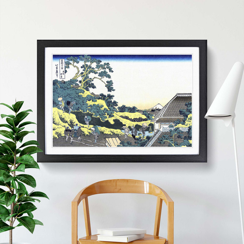 Mishima Pass by Katsushika Hokusai - Picture Frame Painting Print, Black Framed, 27cm H x 36cm W x 2cm D