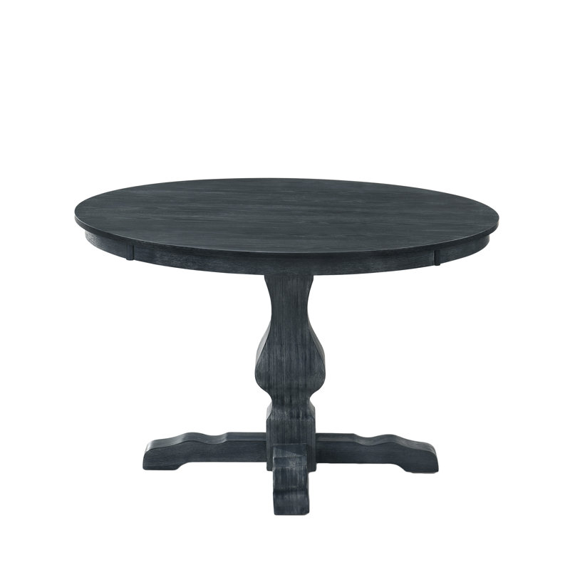 Ailla Round Solid Wood Base Dining Table, Black Wash