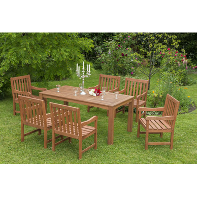 Bergamot 6 - Person Wood Patio Dining Set with Rectangular Table