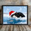 Cadre noir noir fantaisiste, chat, glace, art mural, décoration festive ludique-1029366078