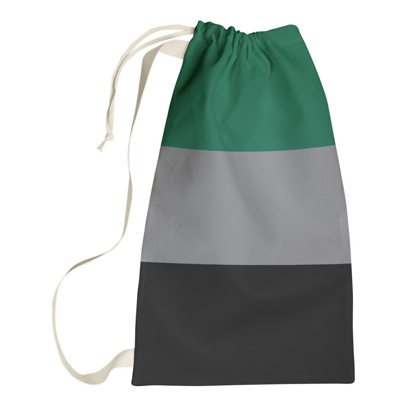 Fabric Laundry Bag with Handles, 36" H x 28" W x 1.5" D, Victory Green/Silver/Black