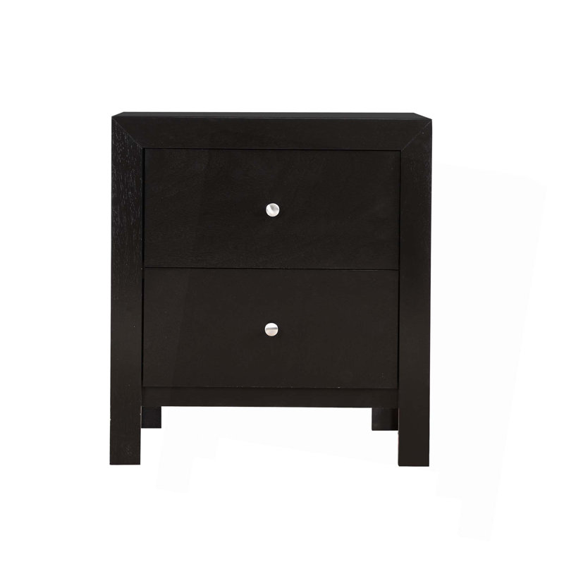 Table de chevet transitionnelle avec deux tiroirs, Noir