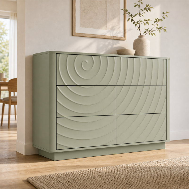Commode 6 tiroirs Sage Green Modern