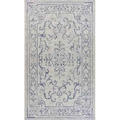Tapis d'intérieur / extérieur durable à tissage plat à médaillon Dinesh