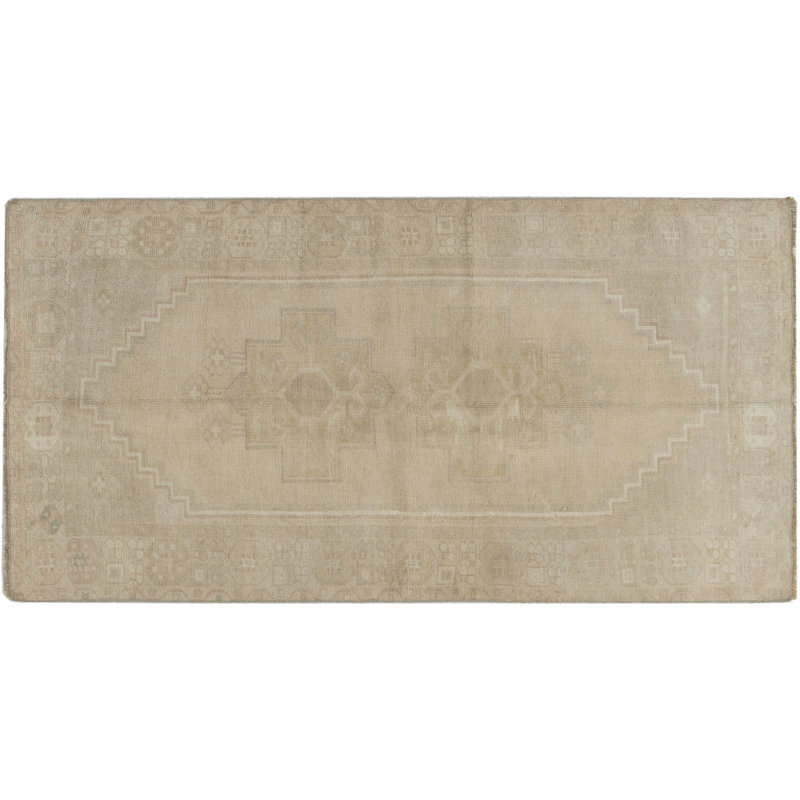One-of-a-Kind 3'6 X 6'7 1940s Wool Area Rug in Ivory/Pale Camel/Taupe