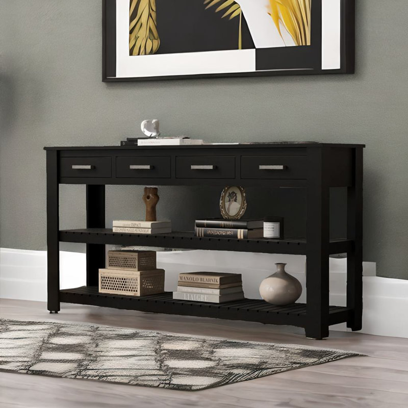 Élégante console d'entrée, Noir, noir, noir, noir