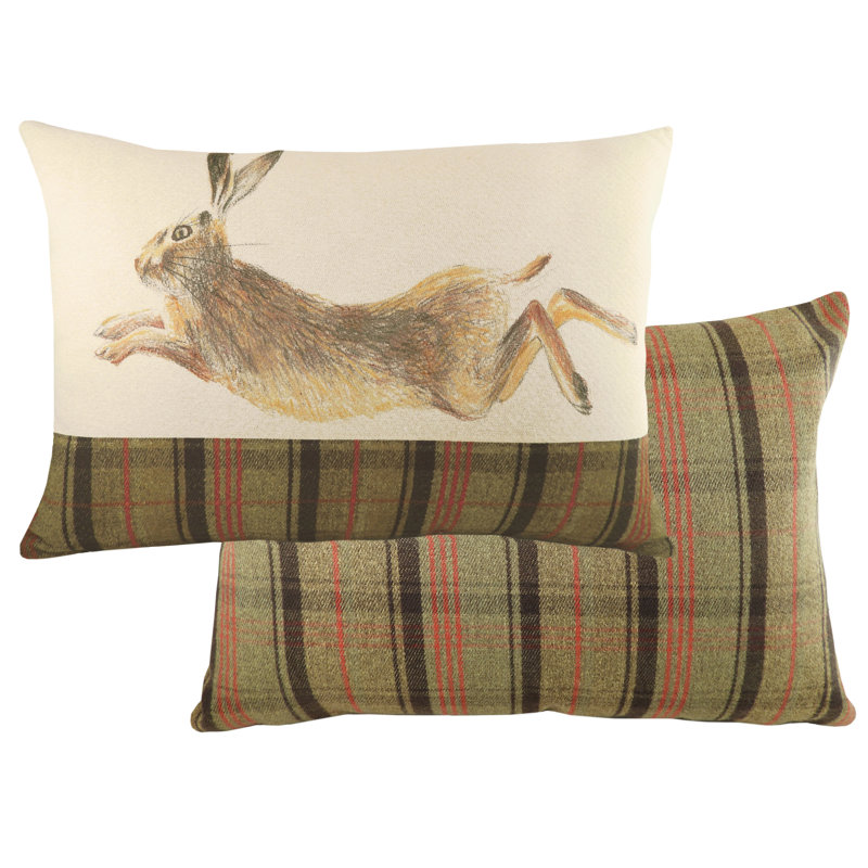 Plaid Rectangular Cushion, Polyester