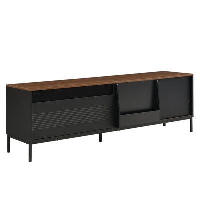 Modern TV Stand For Tvs Up To 75 Inches, Entertainment Center With Storage Space, Sliding Doors, Adjustable Shelves And Metal Frame, Mid Century Modern Media TV Console Table For Living Room