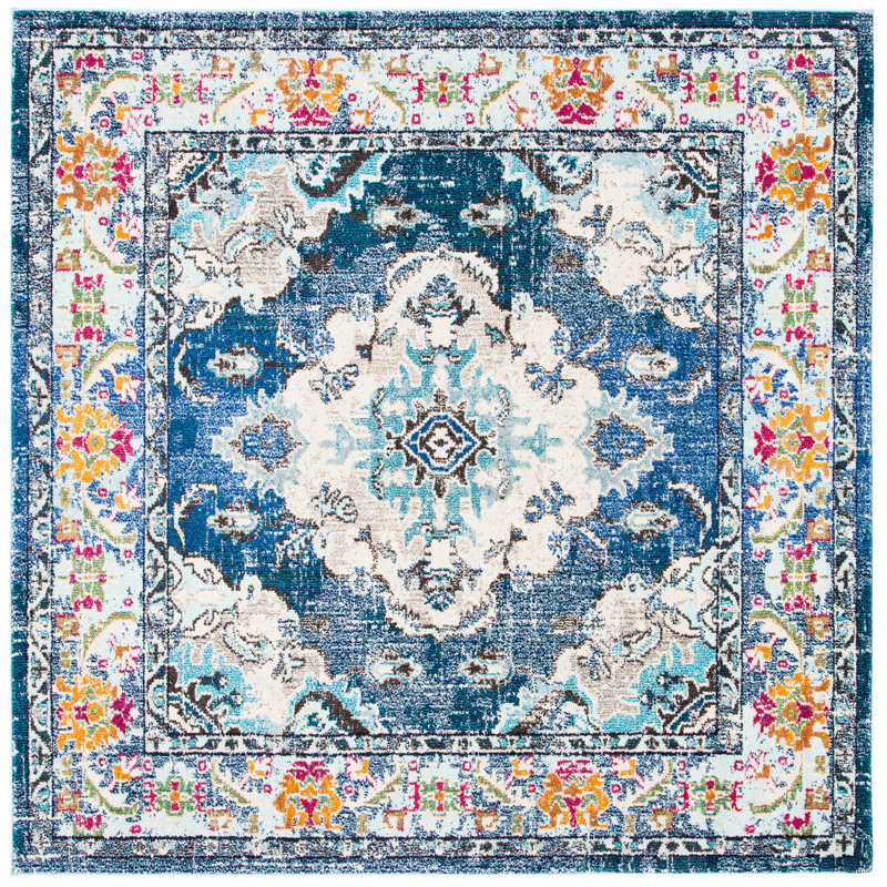 Almyra Oriental Area Rug, Square 4', Pink/Multi
