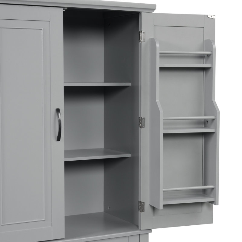 Bathroom Storage Cabinet with Doors and Drawer, Multiple Storage Space, Adjustable Shelf, Grey