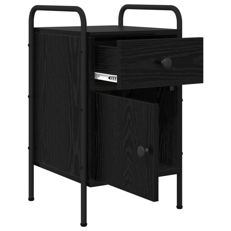 35 cm W Bedside Table, Black Oak
