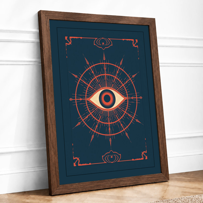 Mystical Eye Art Deco - Framed Print, A2 - 59.4 x 42.0 cm, Walnut