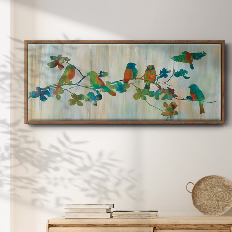 Oiseaux sur une branche - toile encadrée, H 20 po x l 50 po