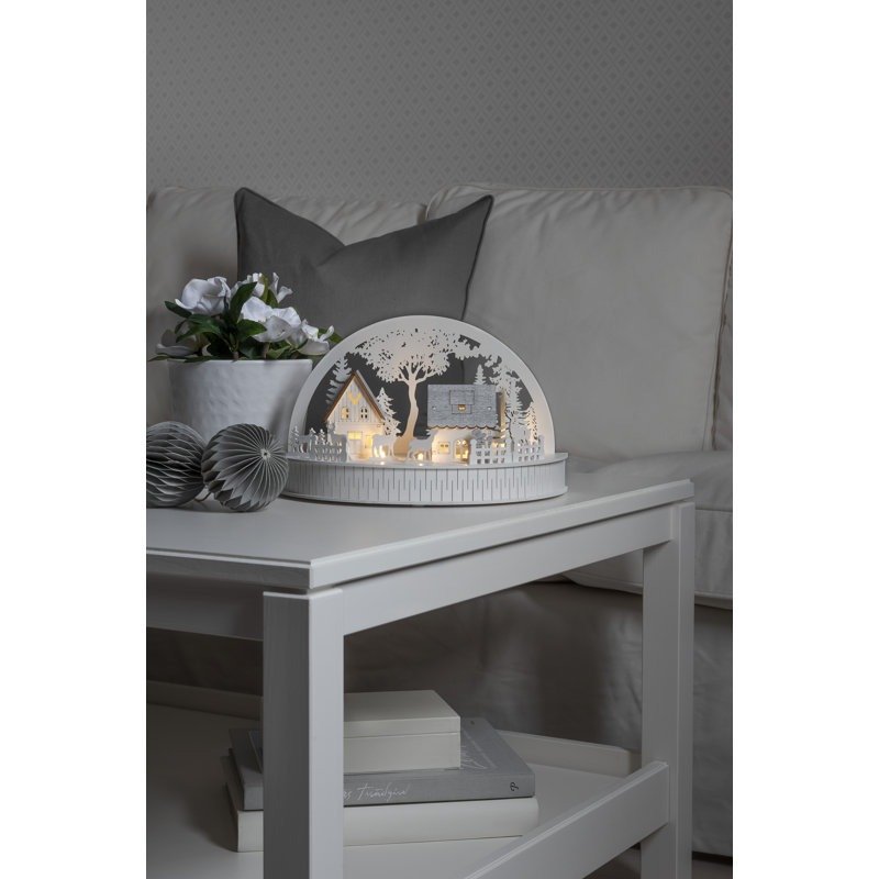 Houses and Reindeer LED Wooden Silhouette