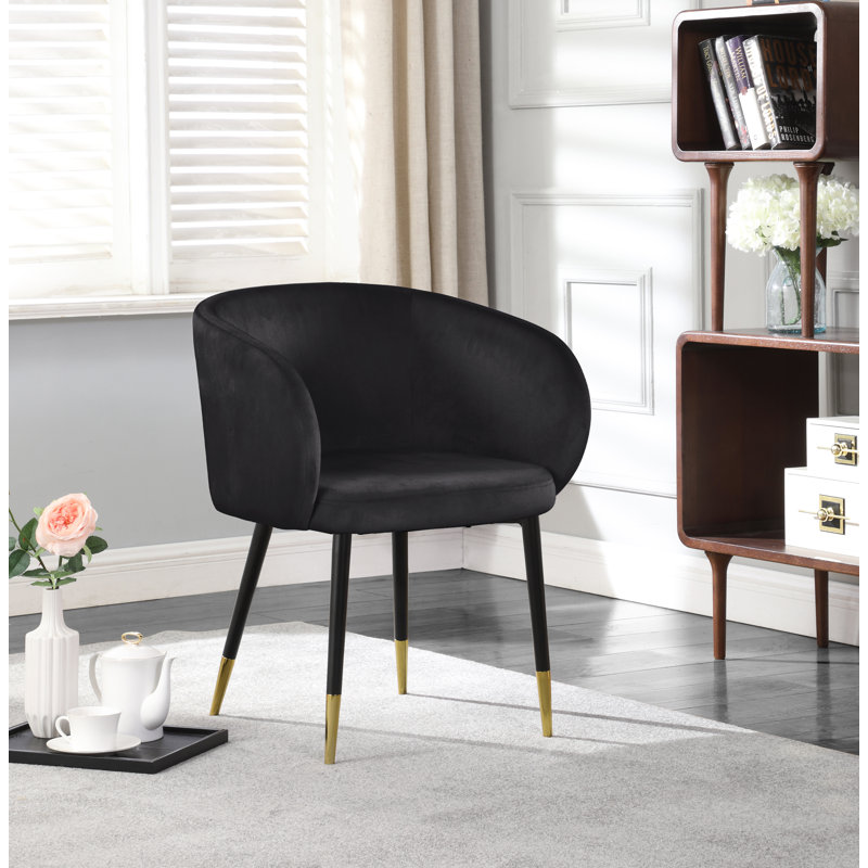 Analeah 18'' H Velvet Upholstered Armchair, Black Velvet