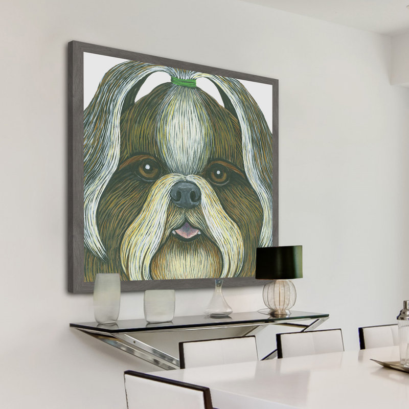 « shih tzu », reproduction d’art encadrée, H 12 po x l 12 po x P 1,5 po