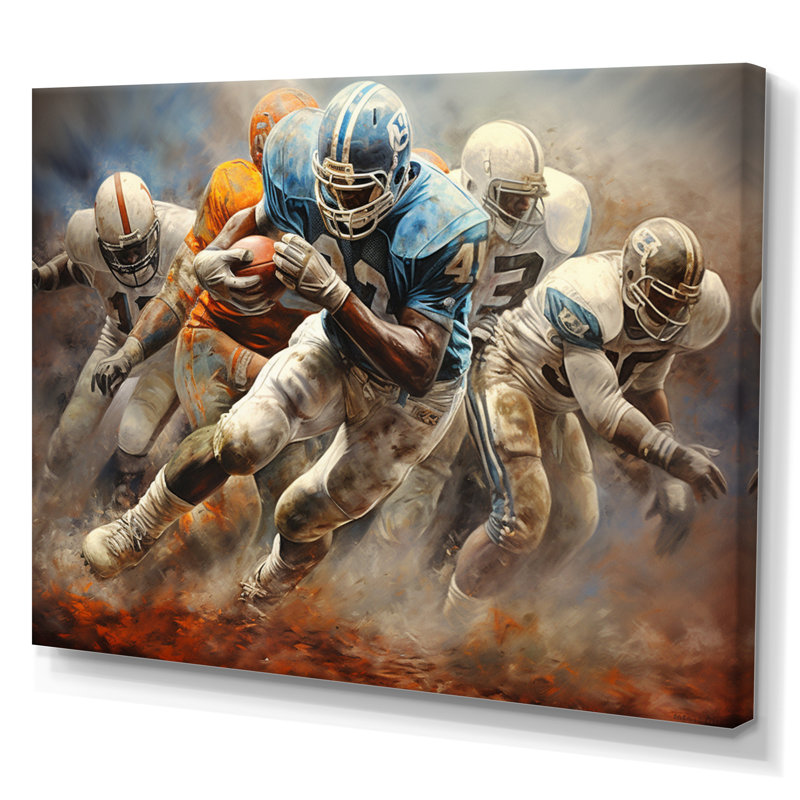 Football Interaction stratégique I - Impression, H 30 po x l 40 po x P 1,5 po, Toile tendue