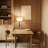 Carter 26 in. Mid-Century Modern Linen and Woodgrain LED Table Lamp