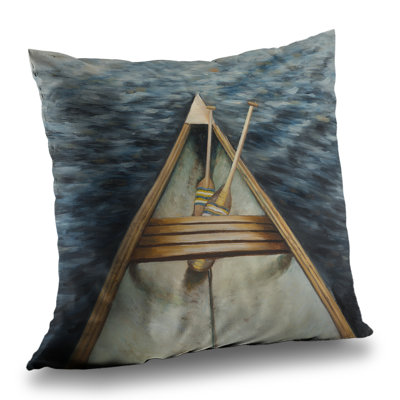 Canoeing on the Lake Throw | Brown Poly Twill Home Decor