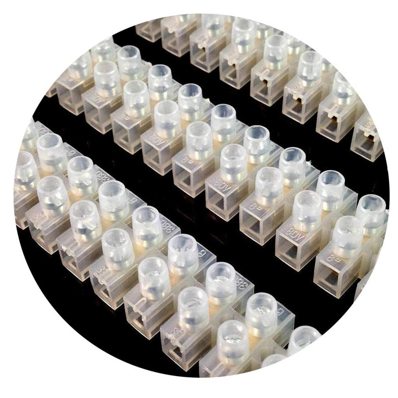 Clear Terminal Connector Block, Dual Row 12 Position Wire Connector Strip, Flathead Screw Terminal with Mounting Holes