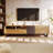 Modern TV Stand For 80'' TV With Double Storage Space, Media Console Table, Entertainment Center With Drop-Down Door-549586908