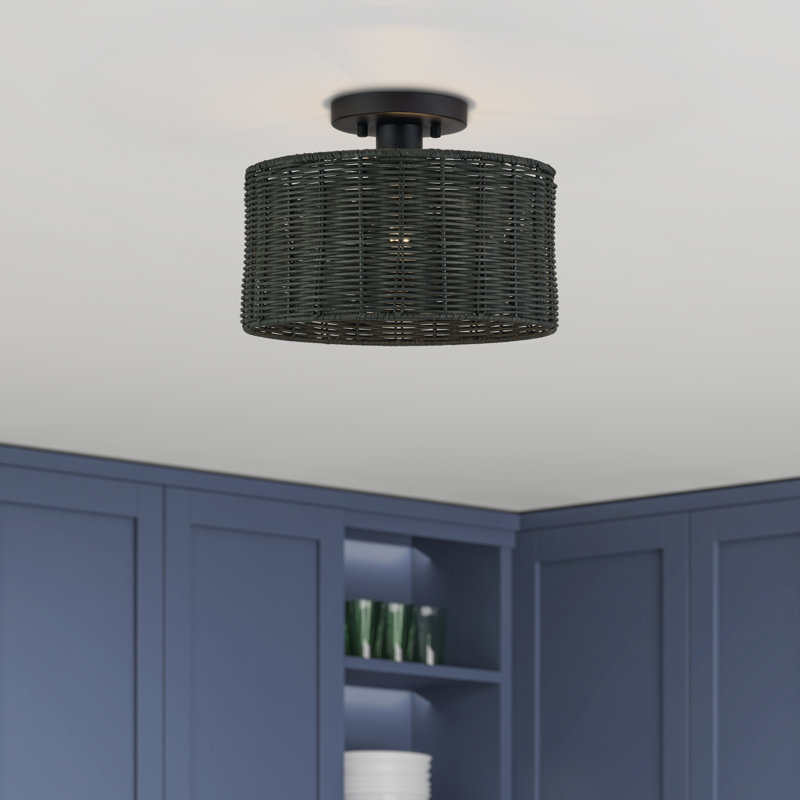 Plafonnier semi-encastré noir moyen 1 lumière Adabella, Noir mat
