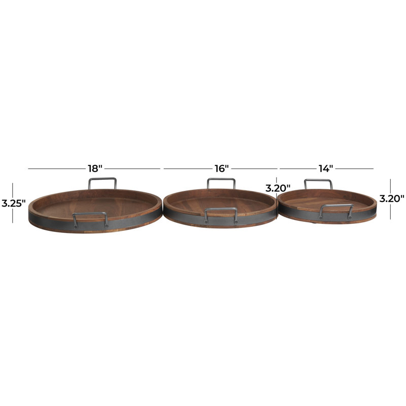 Ensemble de plateaux gigognes en bois Ellarose, Brown