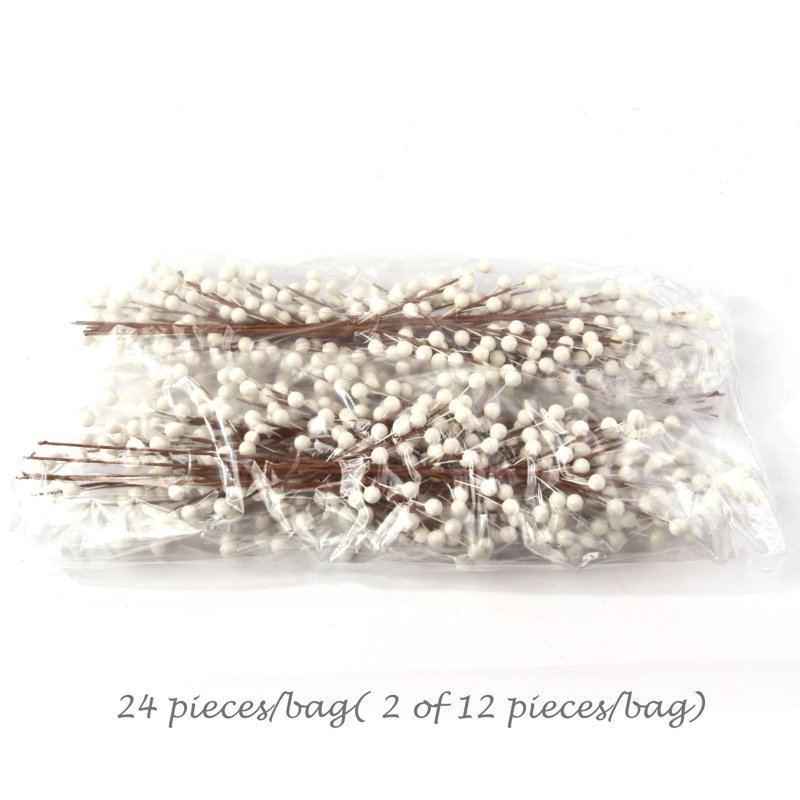 Ensemble de 48 tiges de baies blanches 17 "- 48, 35 baies réalistes
