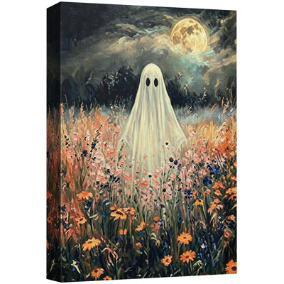 Tableau d'un fantôme dans une prairie fleurie, impression giclée sur toile, décoration murale pour le salon - 40,6 x 61 cm