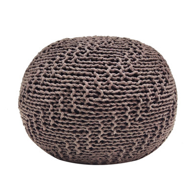 14 Tall Brown Knit Weave Pouf, 20 Wide Deep, Modern Design For Room Width, Depth, Height, Brown, Weave, Patio Decor