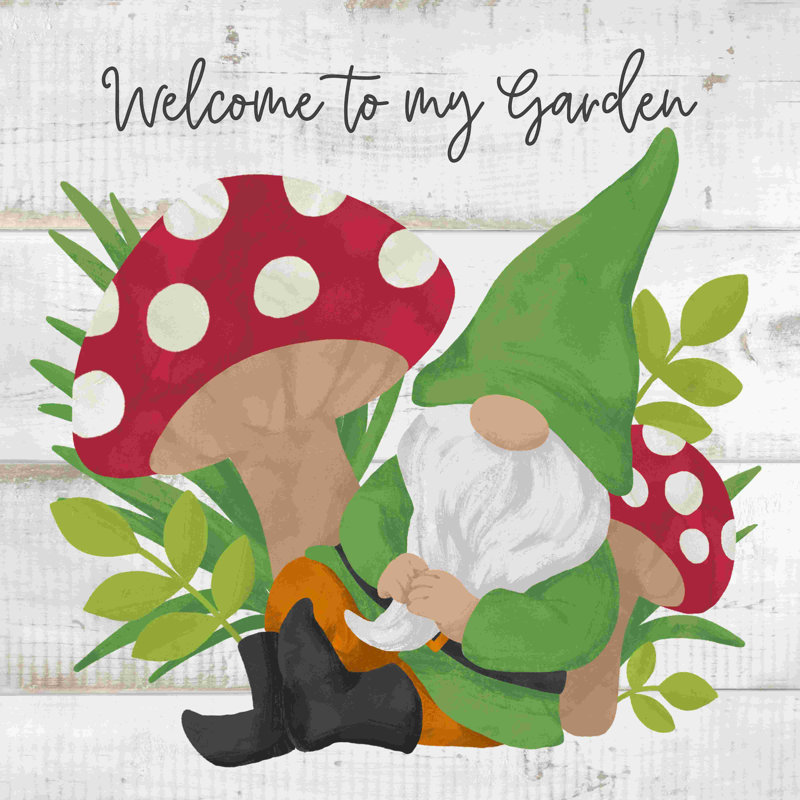 Welcome to My Garden Gnome - Art textuel sur toile tendue, H 30 po x l 30 po