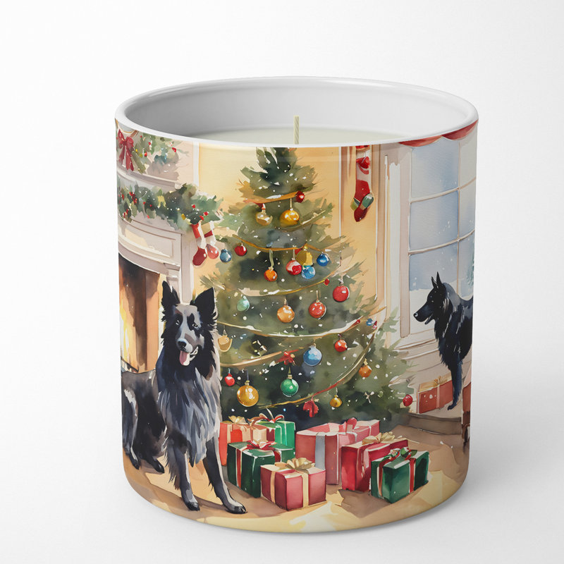 Bougie de Noël parfumée avec support en céramique