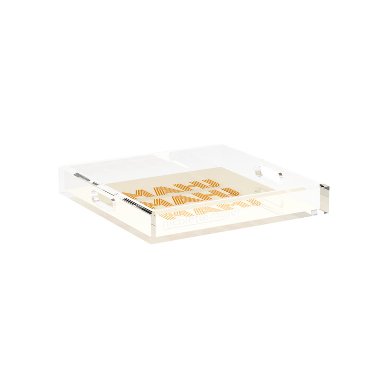 Mahjong Abstract Decorative Tray, 12"W x 12"D x 2"H, Orange, Square