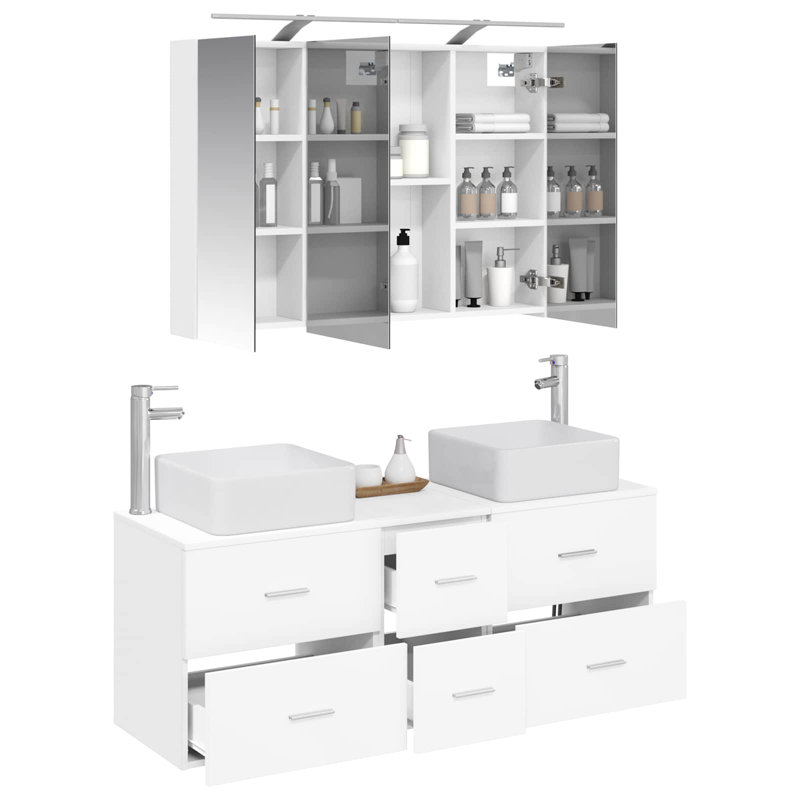 Vanity & Mirror Set, White