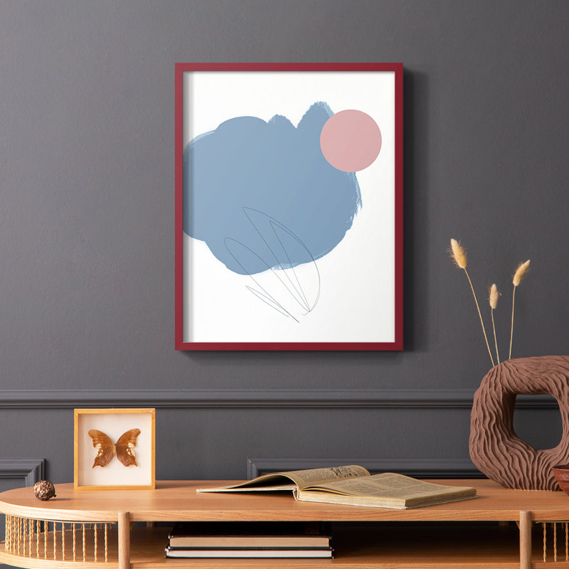 «Elementary Abstract II», reproduction encadrée - bois massif, Rouge, H 10 po x l 8 po