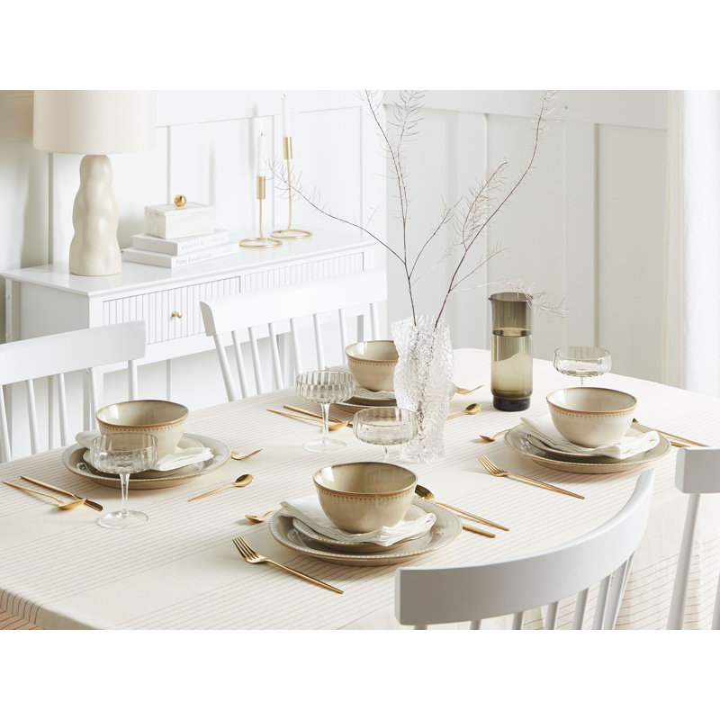 Set of 24 Dinnerware CHERVIL Stoneware, Beige